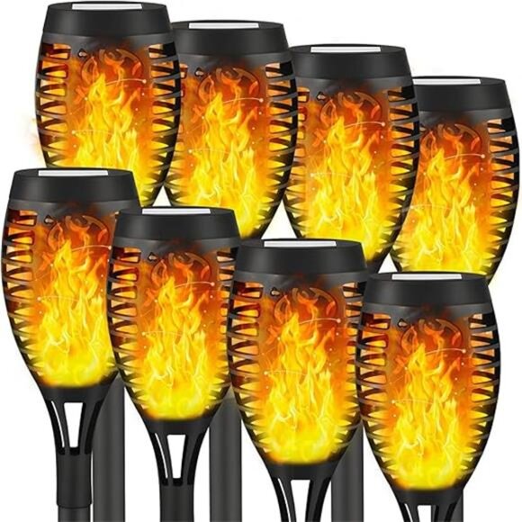 8 Pack Solar Outdoor Lights, Solar Tiki Torches Lights with Flickering Flame - Picture 7 of 7